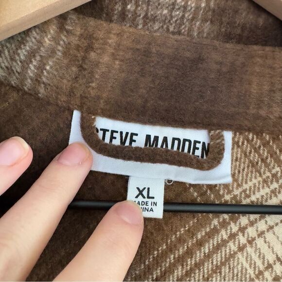 Steve Madden Fringe With Benefits Jacket / Shacket / Button Up Coat Brown sz XL - Picture 7 of 9